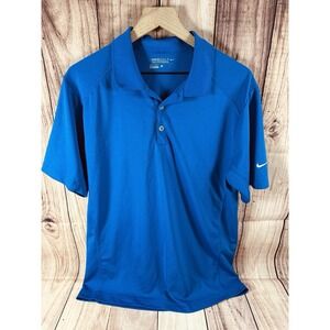 Nike Golf Mens Polo Shirt LARGE Solid Blue Dri-Fit Short Sleeve Tour Performance